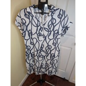 Tina Stephens Blanche Dress Womens OS Linen Nautical Rope Made in Italy Pockets